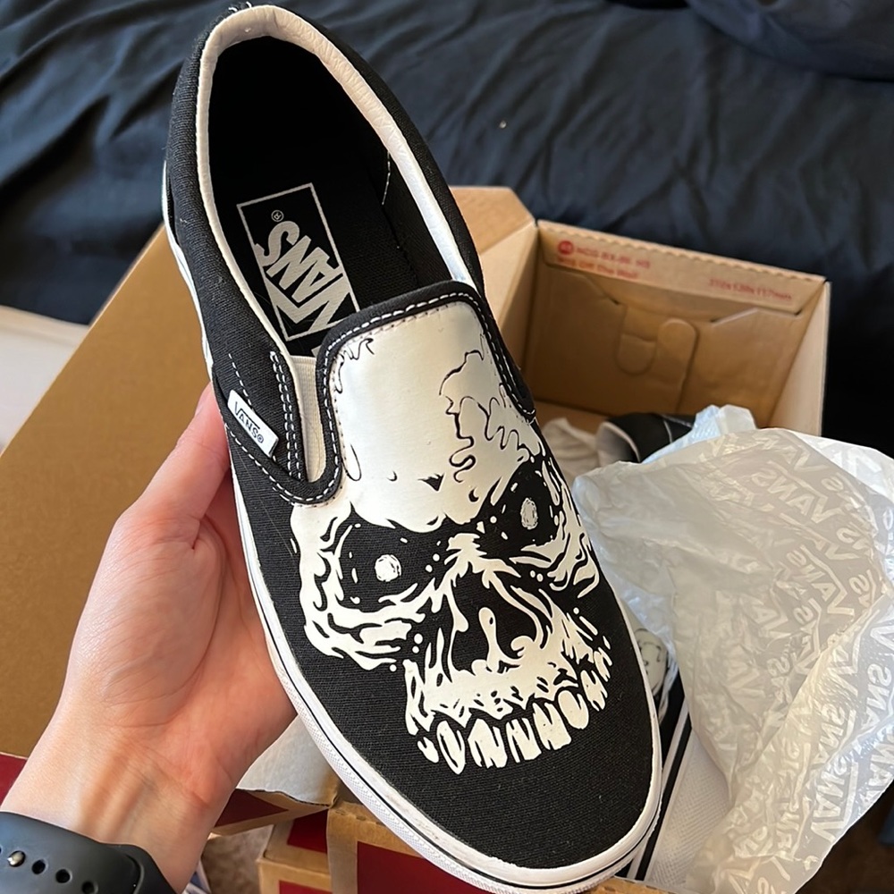 Vans skull slip ons